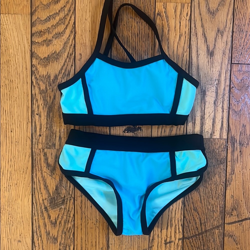 Stylish Blue and Black Bikini Set